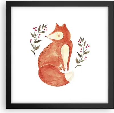 Produktbild von Gerahmtes Poster - Schwarzer Rahmen - Nov Illustration Fuchs - 30x30 cm - Wand Bild - Wanddeko - Wandbilder - Kunstposter - Wandposter - Bilderrahmen - Bilder - Kunstdruck - P2BAC30x30-4862