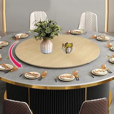 Produktbild von Famanu Runde Holz Lazy Susan Servierplatte - 360° drehbar