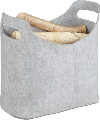 Produktbild von 9er Set Filztaschen, faltbar, flexibel, Griffe, 20 Liter, Filz, Tragetasche, HxBxT: 39,5 x 40 x 23 cm, modern, grau