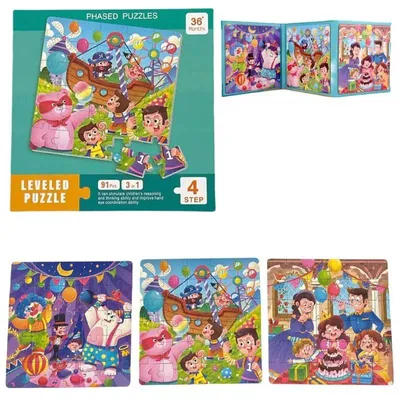 Produktbild von Magnetisches Puzzle - Zirkus & Freizeitpark - 3 in 1 Buch - Level 4 - Reisespielzeug ab 3 Jahren