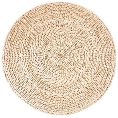 Produktbild von Rundes Sitzkissen aus Stroh, gewebt, 40 x 40 x 1,5 cm dick, für Wohnzimmer, Schlafzimmer, Meditation und Picknicks.