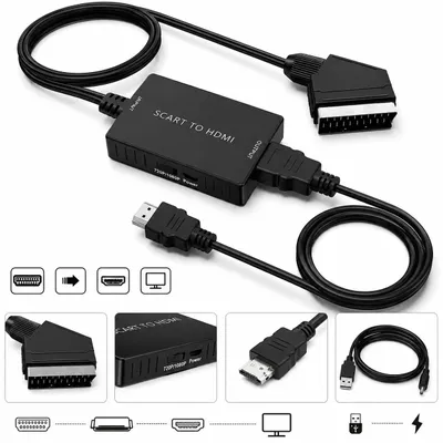 Produktbild von SCART auf HDMI Adapter Konverter 1m Kabel 1080p für HD-TV