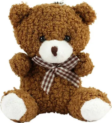 Image de Porte-clés en peluche en forme d'ourson, décoratif, marron, 8 cm
