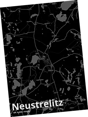 Produktbild von Mr. & Mrs. Panda Postkarte Neustrelitz - Geschenk, Stadt Dorf Karte Landkarte Map Stadtplan, Grußkarte, Postkarten, bildkarte, Ansichtskarten, Ansichtskarte