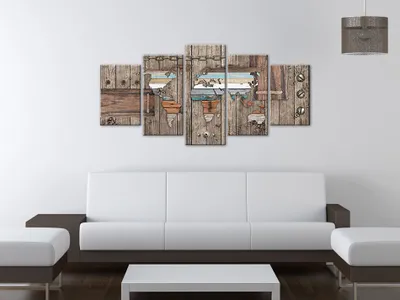 Produktbild von Akustikbild Weltkarte 200x100 cm Bilder Akustikschaum Hochleistungsschallabsorber Schallschutz Leinwand 5 tlg Wandbild Raumakustik Schalldämmung k-A-0035-b-n