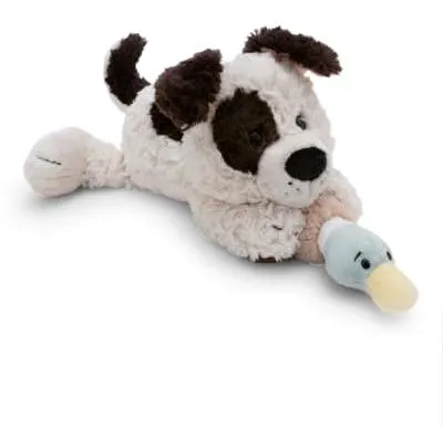 Produktbild von NICI Kuscheltier Hund mit Ente 30cm - weiß - Stofftier aus weichem Plüsch, niedliches Plüschtier zum Kuscheln und Spielen, für Kinder & Erwachsene, to