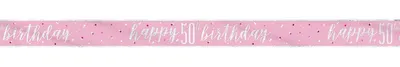 Produktbild von Festlicher Geburtstagsbanner zum 50. Geburtstag, in den Farben Rosa und Silber, ca. 274 cm