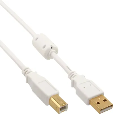 Zdjęcie produktu dla InLine 4043718143832, 5 m, USB A, USB B, USB 2.0, Męska/Męska, Biały