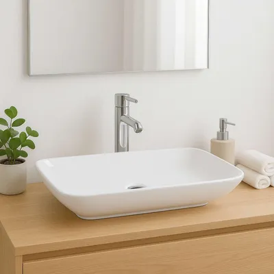 Produktbild von Paulas Bad Keramik Aufsatzwaschbecken Waschschale Sanitärkeramik weiß Natalie