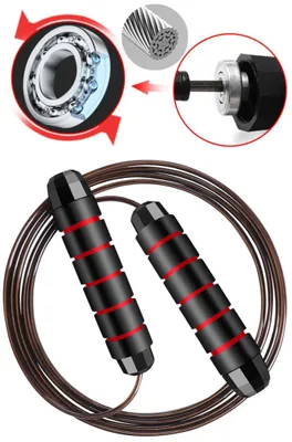 Produktbild von Springseil, Speed Rope Springseil Erwachsene mit Gut Qualitativen Kugellagern, Länge Einstellbar,Jump Rope mit Kugellagern Rutschfesten Handgriffe,Seilspringen für Fitness&Training(Schwarz)