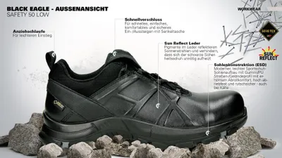Productafbeelding van Haix® BLACK EAGLE Safety 50 low, veiligheidsschoen, maat UK 3.0-15.0 / EU 35-51, artikelnummer 620001, maat: UK 5.0 / EU 38