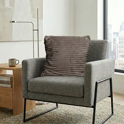 Produktbild von Kuschelige Cord-Kissen 60x60 cm – Plüschig, Waschbar (60°C), Reißverschluss – Farben: Anthrazit, Weiß, Taupe, Silber Grau