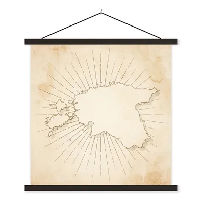 Produktbild von MuchoWow® Textilposter Alte Karte von Estland 90x90 cm mit schwarzem Rahmen - Magnetisches
