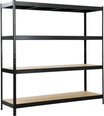 Zdjęcie produktu dla Regał do dużych obciążeń SCHULTE Regalwelt z 4 półkami MDF, 200x200x60 cm (wys. x szer. x gł.), nośność 200 kg na półkę, czarny