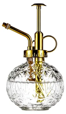 Produktbild von Glas-Pflanzen-Sprühflasche, 16,5 cm, klares Glas mit goldfarbener Pumpe