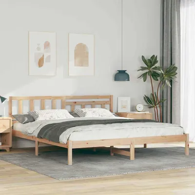 Produktbild von Möbel Bettgestell mit Kopfteil Braun 180 x 200 cm Massivholz Kiefer - Klassische Betten 872221