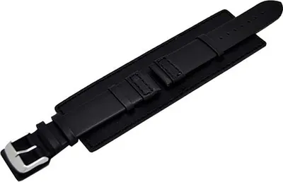 Produktbild von Uhrenarmband mit Unterlage 26mm schwarz Kalbleder Bern