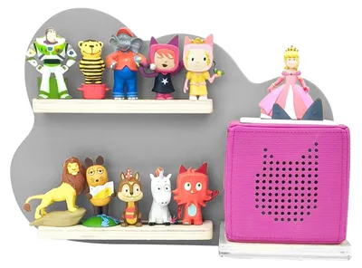 Magnetisches Wandregal für Toniebox, 10 Figuren, grau