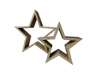 Produktbild von Dekostern Holzstern Dekostern Weihnachtssterne 2er Set natur (22cm/17cm)