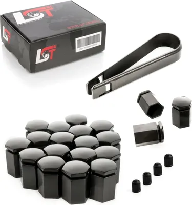 Produktbild von 20x Radschrauben Kappen Radschraubenkappen lang 17 mm schwarz für VW SEAT SKODA
