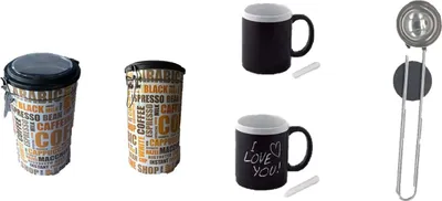Produktbild von Kaffeedose Luftdicht mit Magnet Löffel, Vorratsdose für Kaffeebohnen oder Kaffeepulver, Tee, Nüsse, Kakao perfekt aufzubewahren plus 2 beschriftbaren Becher