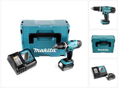 Immagine prodotto di Trapano a percussione a batteria Makita DHP 453 RT1J 18V 42Nm + 1x batteria 5,0Ah + caricabatterie in Makpac 2