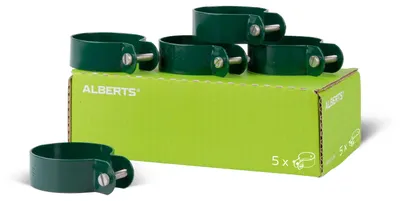 Produktbild von Alberts Schelle für Streben | verzinkt, grün kunststoffbeschichtet | Schellen-Ø 60 mm | 5er Set