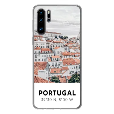 Produktbild von MuchoWow® Handyhülle Schutzhülle Hülle für Huawei P30 Pro Portugal - Europa - Rot - Silhouette Silikon Softcase Handy Hülle - Schutzdeckel