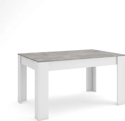 Produktbild von Esszimmertisch, 140x90x76 cm, Für 6 Gäste, Stubentisch, Zementgrau und Weiß