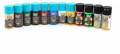Produktbild von Funny Kids Multimix Acrylfarben Set für Kinder auf Wasserbasis 12 x 20 ML Neon Metallische Farben Multisurface
