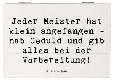 Produktbild von Mr. & Mrs. Panda Box Spruch Wettkampfvorbereitung meistern 22 x 15 cm - Weiß - Geschenk, Schatulle, Fitness, Schatzkiste, geschenkkiste, fotobox, Trost, Sport, Mutmacher