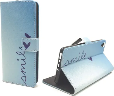 Produktbild von Handyhülle Tasche für Case Handy Sony Xperia XA Schriftzug Smile Blau