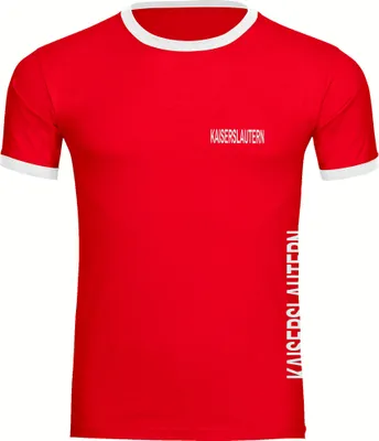 Produktbild von multifanshop Kontrast T-Shirt - Kaiserslautern - Brust & Seite, rot/weiß, Größe XL