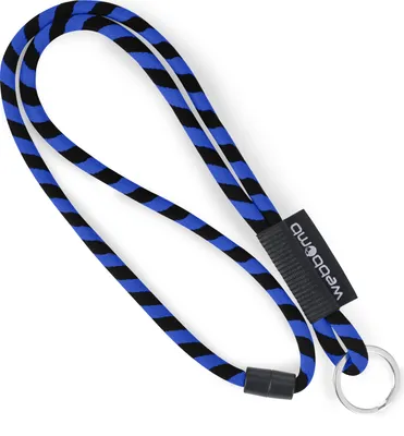 Produktbild von WEBBOMB® Tubular Lanyard royalblau / schwarz rund & weich mit Sicherheitsverschluss & Schlüsselring als Schlüsselanhänger für Ausweise Handy Schlüssel