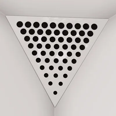 Produktbild von 4er-Set – Deckenecken-Bassfalle "Triangle-F" | Pyramidenförmiger Akustikschaum mit laminierter HDF-Platte und Stoff [ROUNDS -Weißer Kunststoff|Schwarz]