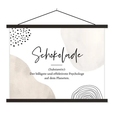 Produktbild von MuchoWow® Textilposter Sprichwörter - Schokolade - Zitate - Wörterbuch - Definition Schokolade 40x30 cm mit schwarzem Rahmen - Dekorationen