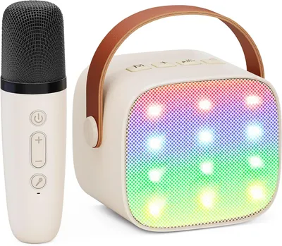 Zdjęcie produktu dla Mikrofon do karaoke - Przenośny głośnik - Tworzenie muzyki - Magiczne brzmienie - 0,45 kg - Żółty