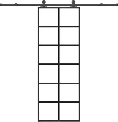 Obrázek produktu pro Nábytkové posuvné dveře s kováním 76x205 cm z tvrzeného bezpečnostního skla a hliníku - Vchodové dveře 3332842