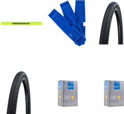 Image de Schwalbe MARATHON PLUS 28x1,40 + 2 chambres à air DV17 + démonte-pneu + bande réfléchissante