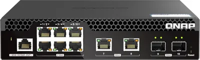 Produktbild von QNAP QSW-M2106R-2S2T, Managed, L2, 10G Ethernet (100/1000/10000), Rack-Einbau, 1U