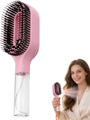 Produktbild von Haarbürste 2-in-1 mit Sprühfunktion, rund, für lockiges Haar, zum Entwirren und Stylen