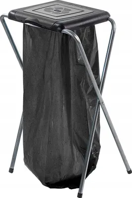 Image de KADAX Support pour sacs poubelle "Amal", Support stable pour sacs poubelle avec couvercle en plastique, Individuel, Noir