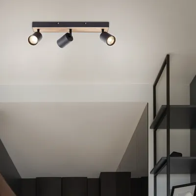 Produktbild von BRILLIANT LED Spotbalken, 3-flammig Jello Wood 42 cm Metall/Holz schwarz/holz