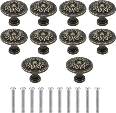Produktbild von Vintage Bronze Drawer Knobs 10 Stück, 32 mm Retro Griffknopf, Aluminium-Legierung Mit Edelstahl Für Schränke Und Kommoden