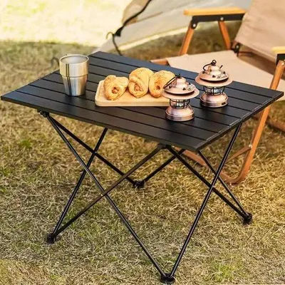Produktbild von Famanu Campingtafel Aluminium höhenverstellbar und klappbar - tragbare Picknick- und Gartentisch schwarz