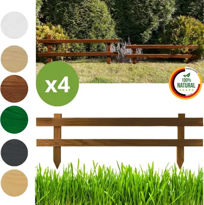 Produktbild von Floranica Gartenzaun 4 stk. 30 cm x 100 cm Braun Steckzaun Zierzaun Friesenzaun zum Stecken Vorgartenzaun