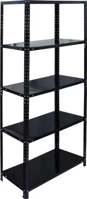 Image de Étagère de rangement Relaxdays, acier, L x P x H : 150 x 75 x 30 cm, 200 kg, 5 niveaux, cave, garage et atelier, étagère pour charges lourdes, noir