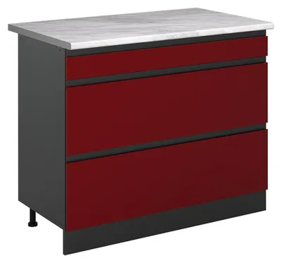Zdjęcie produktu dla Szafka dolna do kuchni Vicco R-Line Czerwony/Antracyt 100 cm blat roboczy Marmur, Model 71566