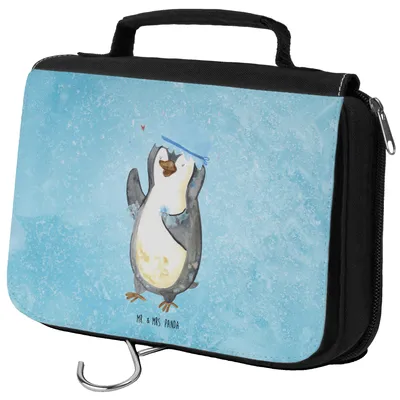 Produktbild von Mr. & Mrs. Panda Kulturbeutel Pinguin Duschen - Eisblau - Geschenk, badtasche, Lebensmotto, Dusche, Kosmetiktasche, Duschkonzert, Singen, kulturtäschchen, Motivation
