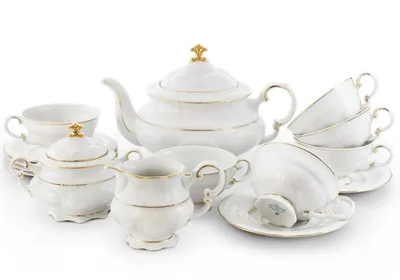 Obrázek produktu pro Čajová souprava, porcelán, Sonáta, zlatý proužek, Leander, 15 d.